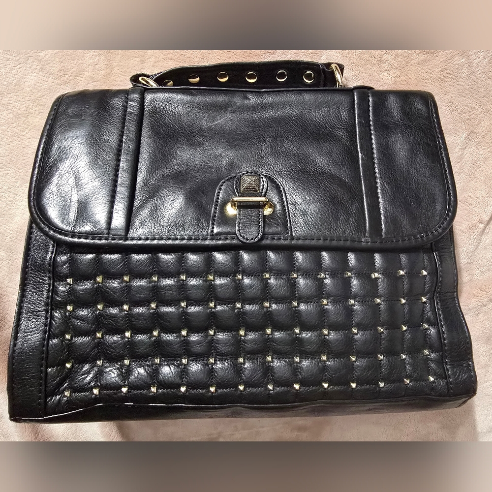 Rebecca Minkoff Chance black studded leather top handle bag